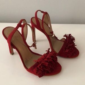 Red hot fringe heels by Banana Republic